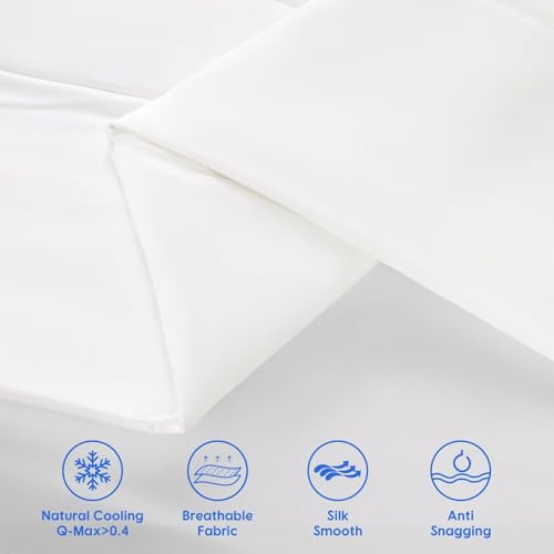 Rwlvpe Cooling Comforter Queen Size, 100% Rayon Derived from Bamboo Shell, Cooling Blanket for Hot Sleepers, Q-Max>0.48 Breathable Bamboo Fill Duvet Insert (90"x90", White) Rwlvpe