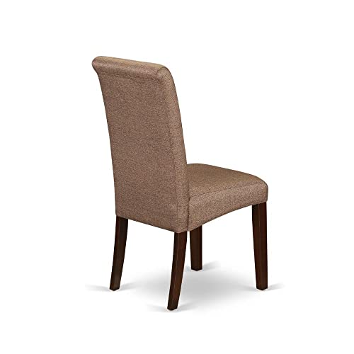 East West Furniture DOBA9-MAH-18 9 Piece Modern Dining Table Set Includes a Rectangle Wooden Table with Butterfly Leaf and 8 Brown Linen Linen Fabric Parson Chairs, 42x78 Inch, Mahogany East West Furniture