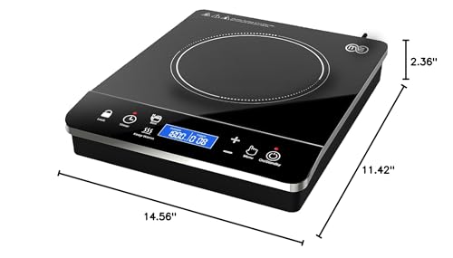 OMEO Portable Induction Cooktop Hot Plate Countertop Burner 1800 Watts Induction Burner with LCD Sensor Touch, LED Display, 10 Temperature Levels, Child Safety Lock, Auto Shutoff Function OMEO