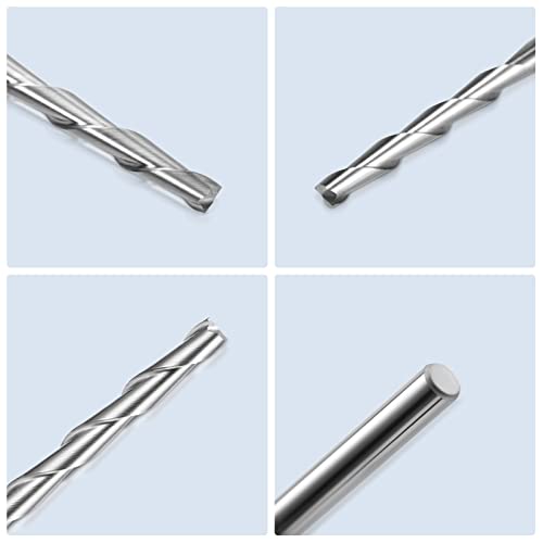 HQMaster CNC Router Bits 1/8" Shank CNC Bit End Mill Flat Nose Carbide Endmill Two Flute Spiral Upcut Milling Cutter Tool Set for Wood PVC MDF Hardwood 10Pcs (3.175mm, Total Length: 50mm) HQMaster
