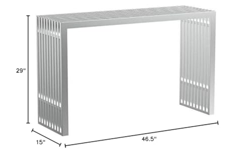 Modway Gridiron Contemporary Modern Stainless Steel Console Table, Silver Modway