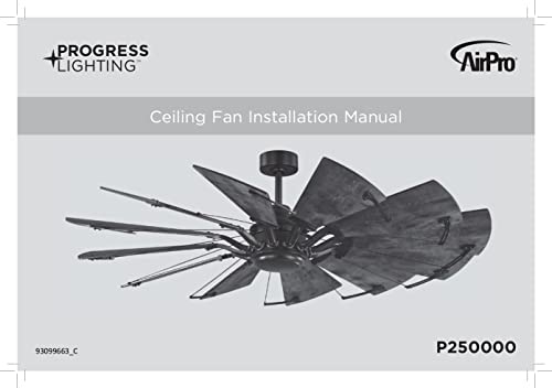 Progress Lighting P250000-129 Springer Collection DC Motor Windmill Farmhouse, 60-Inch, 12-Blade Ceiling Fan, Architectural Bronze Progress Lighting