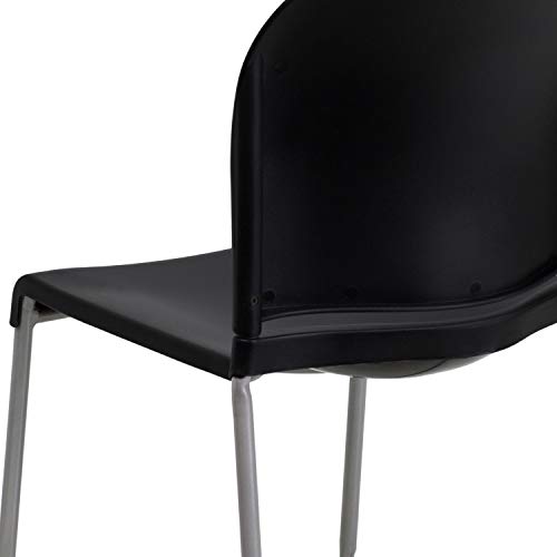 Flash Furniture Hercules Series Contoured Stacking Chairs for Waiting Rooms and Offices, Ergonomic Lobby Chairs with Curved Back, Set of 5, Black Flash Furniture