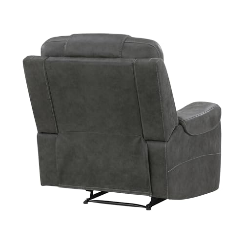 Lexicon Manual Recliner Chair, Home Theater Seating Recliner Armchair, Polished Microfiber Wall Hugger Manual Reclining Sofa Chair for Living Room/Office/Apartment, Dark Gray Lexicon