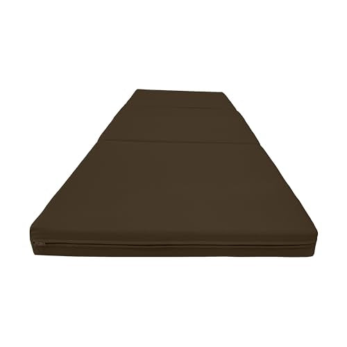 D&D Futon Furniture Trifold Foam Beds, Floor Tri-Fold Bed, Foldable Shikibuton Mattress Cushion Topper Mat for Space Saving Sleepover 3x27x75 in, Brown D&D Futon Furniture