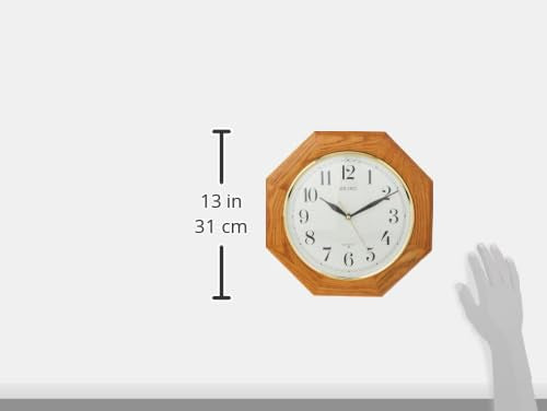SEIKO 12 Inch Octagonal Solid Oak Wall Clock Seiko