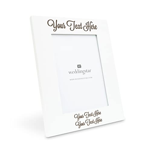 WEDDINGSTAR Customizable Wooden 5" x 7" Picture Frame White - Custom Script Text WEDDINGSTAR