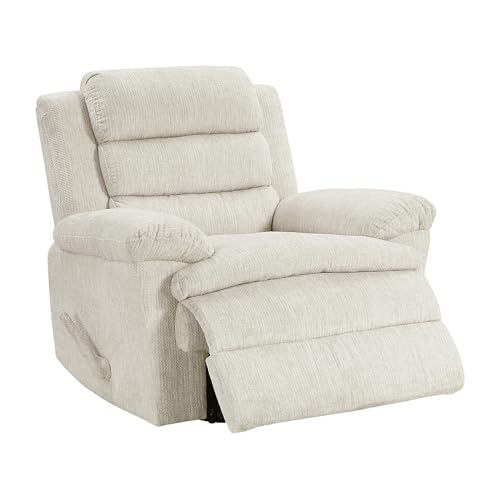 Lexicon Swivel Glider Reclining Chair, Textured Microfiber Manual Recliner, Comfy Nursery Glider Recliner, Swivel Reclining Chair for Living Room/Office/Bedroom/Apartment, Beige