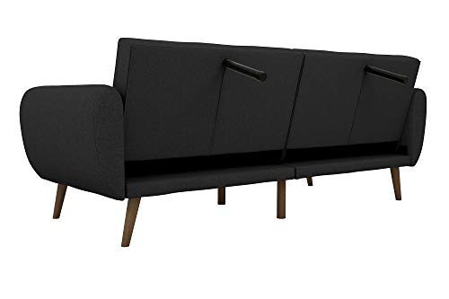 Novogratz Brittany 82 Inch Futon Sofa Bed, Upholstered Couch Sleeper with Tufted Back, Mid-Century Modern, Dark Gray Novogratz