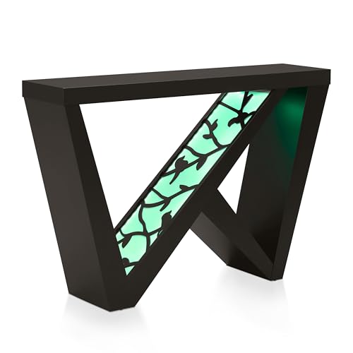 HOMES: Inside + Out Naomi Modern Decorative Accent LED Console Table with W-Shaped Legs and Remote, Wood Entryway Furniture for Living Room, Hallway, Entrance, Small Spaces, Black HOMES: INSIDE + OUT