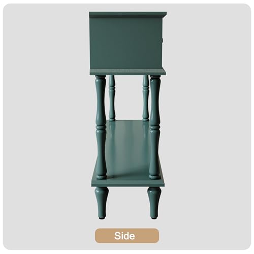 ARTPOWER Mid-Century Console Table for Entryway with 2 Drawers, Green Entryway Table with Storage Cabinets and Open Shelf, Narrow Long Couch Table Behind Sofa for Living Room, Foyer, Hallway ARTPOWER