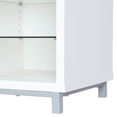 Ameriwood Home Lumina Fireplace TV Stand for TVs up to 70 Inch, Replaceable Electric Fireplace Insert Heater, Remote Control, Timer, Color Changing LED Lights, Crystal Ember Flames, White Ameriwood Home