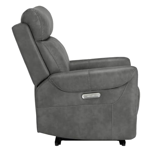 KISLOT Leather Recliner Chair for Adults Wall Hugger RV Recliner with USB Charging Ports Electric Power Reclining Sofa for Living Room Home Theater Seating Bedroom