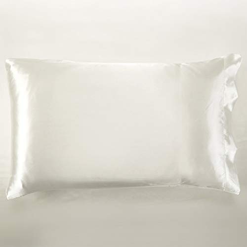 AiMay Satin Duvet Cover Set Bedding Sets Luxury Rich Silk Silky Super Soft Solid Color 2 Piece (1 Duvet Cover +1 Pillowcase) Honeymoon Sexy Reversible Stain-Resistant Wrinkle Free (Twin, Off White) AiMay