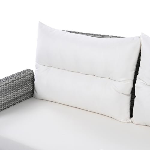 YOPTO 8-Piece Outdoor Furniture Couch Set,Rattan Patio Conversation Sectional Sofa Set with Adjustable Table,Recliners W/Extendable Side Tables & 2 Movable Ottomans,for Patio,Lawn,Backyard,Pool,Beige YOPTO