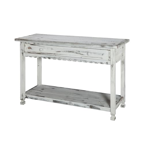 Alaterre Furniture Rustic Country Cottage Console Table with 1 Drawer & 1 Shelf, Distressed Finish - Perfect for Living Room, Entryway, Hallway Alaterre Furniture