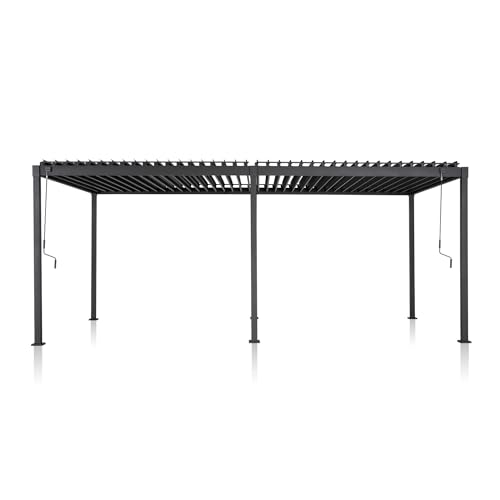 MIRADOR 80S Louvered Pergola 10' x 20', Modern Style with Adjustable Louvers and Integrated Drainage System for Deck Garden Yard, Easy Installation, Plus Size, Charcoal MIRADOR
