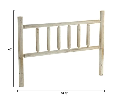 Log Headboard, Queen Size - Unfinished Natural Beige, Solid White Cedar Wood, Heavy Duty, Amish Handcrafted in USA Midwest Log Furniture