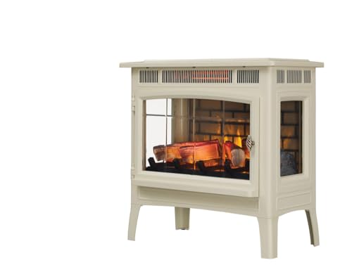 duraflame Freestanding Electric Fireplace Stove Heater with 3D Flame Effect for 1,000 Sq. Ft. Room, Cream Duraflame