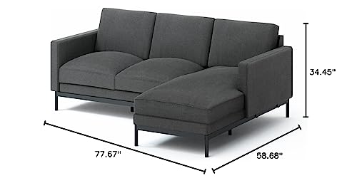 ZINUS Logan Reversible Sectional Chaise, L-Shaped Sofa, Green Tea Infused Foam Cushions, Tool-Free, Easy Assembly, Dark Grey ZINUS