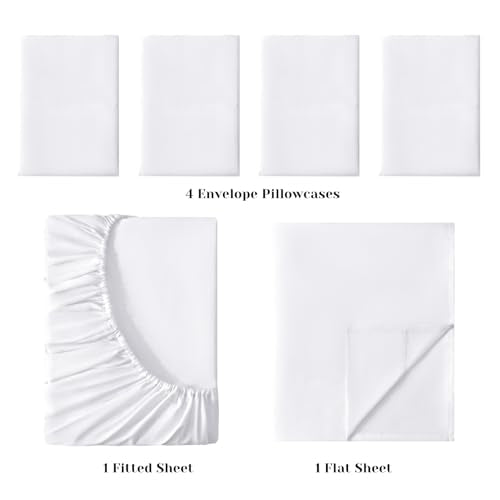 BYSURE King Size Sheets Set White - Super Soft Hotel Luxury Bed Sheets with Deep Pockets, 1800 Thread Count 100% Microfiber, Wrinkle & Fade Resistant BYSURE