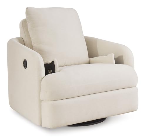 Signature Design by Ashley Modmax Coastal Press-Back Swivel Glider Rocker Recliner with Machine Washable Cover, Hidden Storage Compartments and 2 Bolster Pillows, Beige Signature Design by Ashley