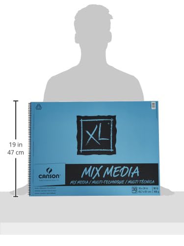 Canson XL Series Mixed Media Pad, Side Wire, 18x24 inches, 30 Sheets – Heavyweight Art Paper for Watercolor, Gouache, Marker, Painting, Drawing, Sketching Canson