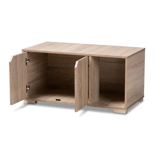 Baxton Studio Jasper Cat Litter Box Cover House, Oak (157-9543-HiT) Baxton Studio