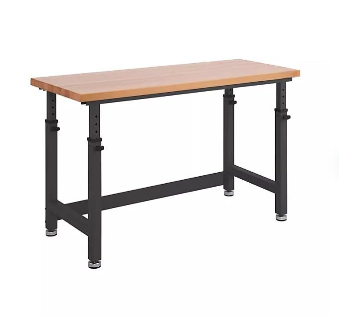Ultra Heavy Duty Adjustable Workbench Table with Solid Wood Top, 1000-2000 lbs Capacity, (Graphite, 60" W x 24" D x 28.5"-42" H) Generic