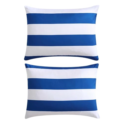 Nautica Kids - Full/Queen Comforter Set, Soft Toddler Bedding with Matching Shams & Throw Pillow, Ideal Boy Room Essentials (Huck Stripe Blue, Full/Queen) Nautica