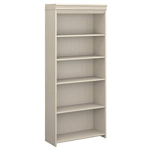 Bush Business Furniture Fairview 5-Shelf Adjustable Bookcase in Antique White Bush Business Furniture
