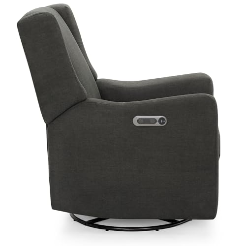 Delta Children Mercer Electronic Power Recliner and Swivel Glider with USB Port in LiveSmart Performance Fabric - Water Repellent & Stain Resistant, Dark Grey