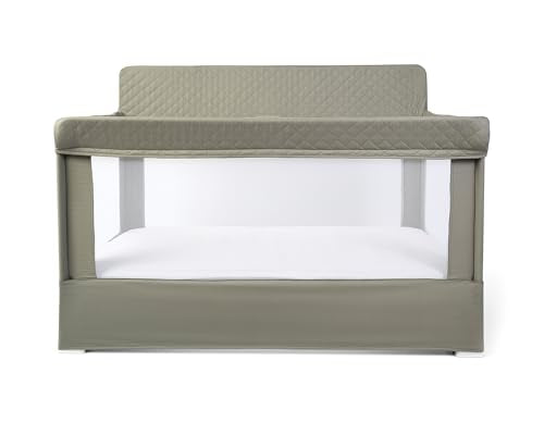Baby Delight Lunaire Full Size Crib | Breathable Mesh Baby Crib | Tool-Free Assembly Baby Bed | 100% GOTS Certified Organic Cotton Fabric | Organic Sage