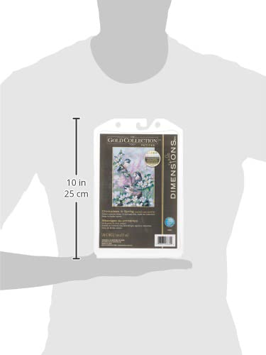 Dimensions Gold Collection Counted Cross Stitch Kit, Chickadees in Spring, 16 Count Dove Grey Aida, 5'' x 7'' Dimensions
