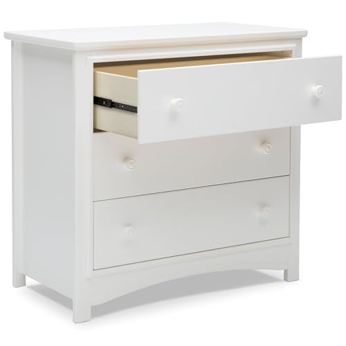 Delta Children Perry 3 Drawer Dresser with Changing Top and Interlocking Drawers, Bianca White Delta Children