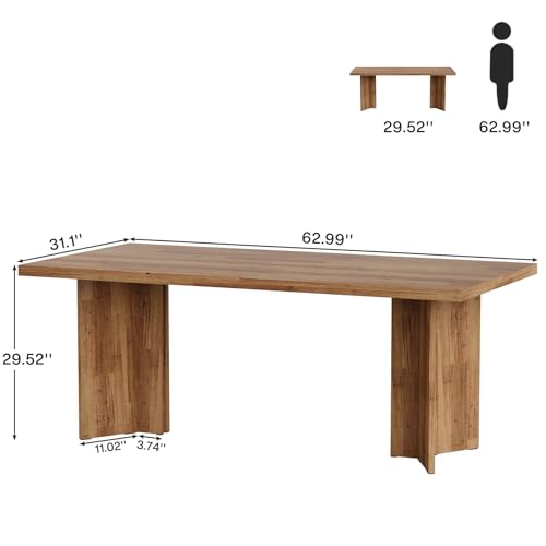 Tribesigns 63-inch Executive Desk, Vintage Office Computer Desk with Large Tabletop, Farmhouse Wood Writing Conference Table Workstation for Home Office, Study, Walnut Brown Tribesigns