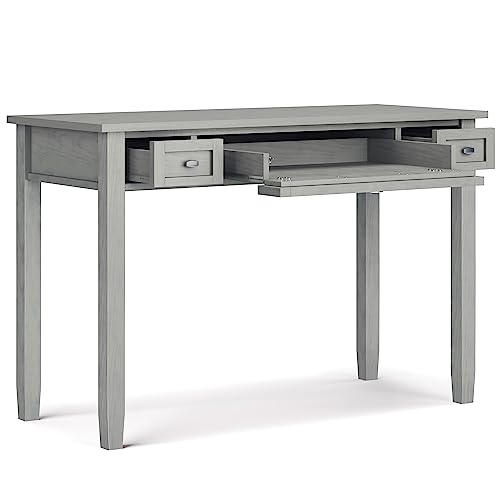 SIMPLIHOME Warm Shaker SOLID WOOD Transitional 48 Inch Wide Desk in Fog Grey, for The Office Desk, Writing Table, Workstation and Study Table SIMPLIHOME