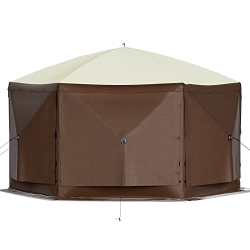 VEVOR Gazebo Screen Tent, 10 x 10 ft, 6 Sided Pop-up Camping Canopy Shelter Tent with Mesh Windows, Portable Carry Bag, Ground Stakes, Large Shade Tents for Outdoor Camping, Lawn and Backyard VEVOR