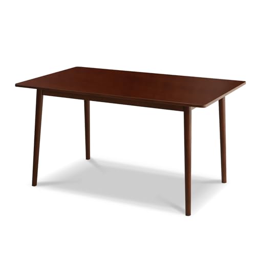BAKEVE Bamboo Dining Table for 4-6-8 Person- 55'' Solid Wood Kitchen Table, Mid Century Modern Desk, Farmhouse Rectangular Dining Room Table for Living Room, Office, Kitchen and Study (Walnut) Baveke