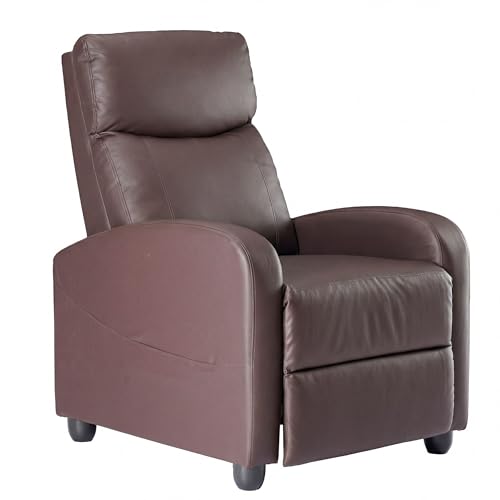 Sweetcrispy Massage Recliner Chair for Adults, Adjustable Home Theater Seating with Lumbar Support for Living Room, Modern Fabric Reclining for Small Space, Brown