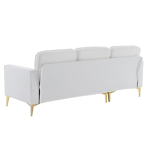 Karl home L-Shape Sectional Sofa Linen Fabric Sofa Couch Living Room Futon Couch with Reversible Chaise, Lattice Decored Seat Cushion, Beige Karl home
