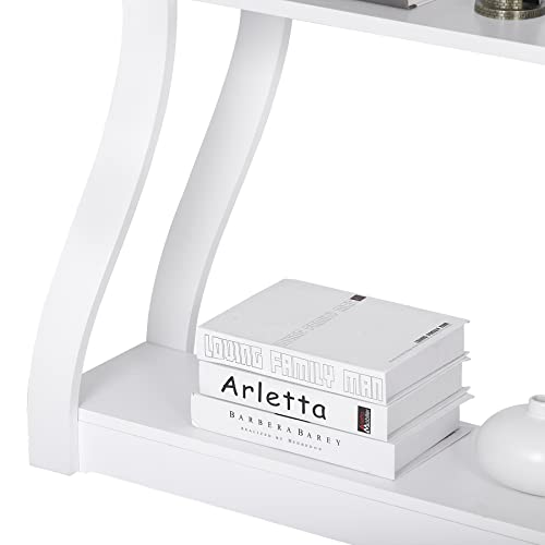 ZENY Console Table, Entryway Table with 3 Tier Storage Shelves, Narrow Long Sofa Table for Entryway, Living Room, Hallway, Couch, Foyer, White ZENY