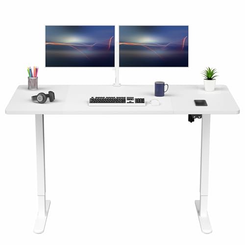 VIVO Electric 60 x 30 inch Stand Up Desk, Height Adjustable, White Top White Frame, Home and Office Furniture Sets, DESK-KIT-0W6W VIVO