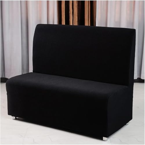 Armless Sofa Card Seat Cover 110-130cm Futon Cover Stretch Protector Slipcovers 2-Seater Settee Loveseat Couch Bed Covers with Elastic Bottom Suitable for Hotels, Bars(#1,Single-Sided seat) Generic