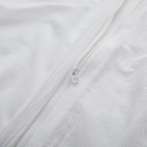 LOVQUE 100% Washed Cotton Duvet Cover Twin Size, Linen-Like Textured White Fade-Resistant Natural Bedding Set (No Comforter), 68x90 Inches LOVQUE