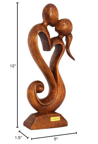 G6 Collection 12" Wooden Handmade Abstract Sculpture Statue Handcrafted - Eternal Love - Gift Art Decorative Home Decor Figurine Accent Decoration Artwork Hand Carved G6 Collection