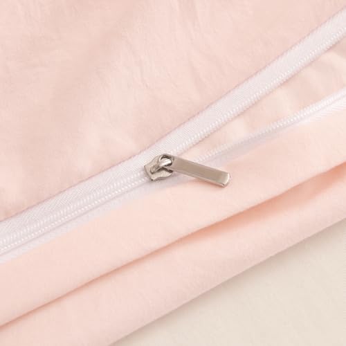 CCoutueChen Ruffle Duvet Cover Queen 3Pcs Blush Pink Shabby Chic Farmhouse Bedding Set Girls 100% Washed Microfiber Duvet Cover Set Boho Vintage Ruffled Bedding with 2 Pillowcases(No Comforter) CCoutueChen
