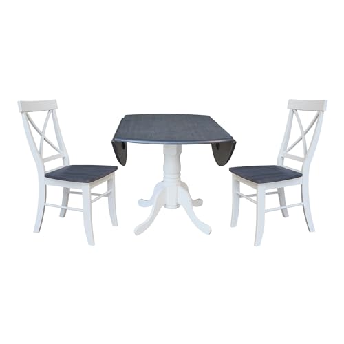 IC International Concepts Chairs Dining Table Set, White/Heather Gray IC International Concepts
