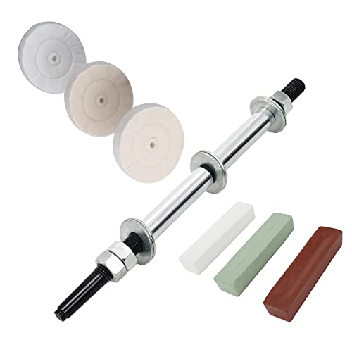 scottchen PRO Woodworking Lathe Buffing System 16" #2MT Mandrel 3-Step Buffing Wheel Kits 8inch with 3pcs Polishing Cutting Compounds - WoodArtSupply