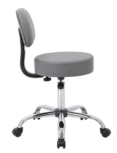 Boss Office Products Be Well Medical Spa Professional Adjustable Drafting Stool with Back, Grey (B245-GY) Boss Office Products